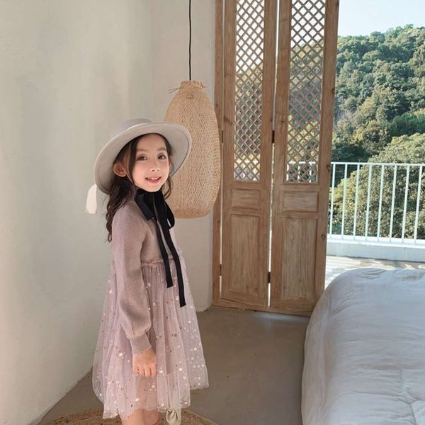 

t-shirt children's pullover h8227 middle small autumn winter 2020 new girls' woolen drs and mh skirt lzhz, Blue