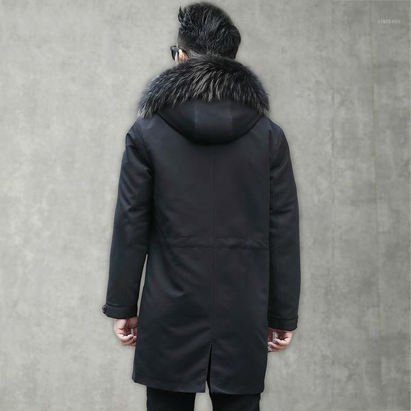 

wool winter coat men raccoon collar real fur parka for mens clothing 2020 casaco v18-2511 yy9381, Black
