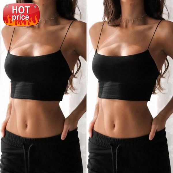 

women camis solid color bustier bra vest ladies casual singlet black white khaki halter plus size mujer verano #jd0e