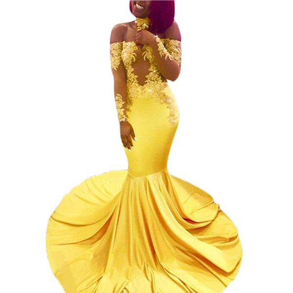 

2021 new yellow off shoulder mermaid dress ball boat neck sleeves to the floor apply satin dressed in night with a choker s775, White;pink