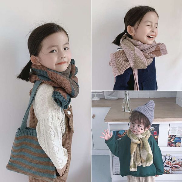 

fashion autumn and winter warm 2020 new england shawl simple plaid children's scarf, Red;brown
