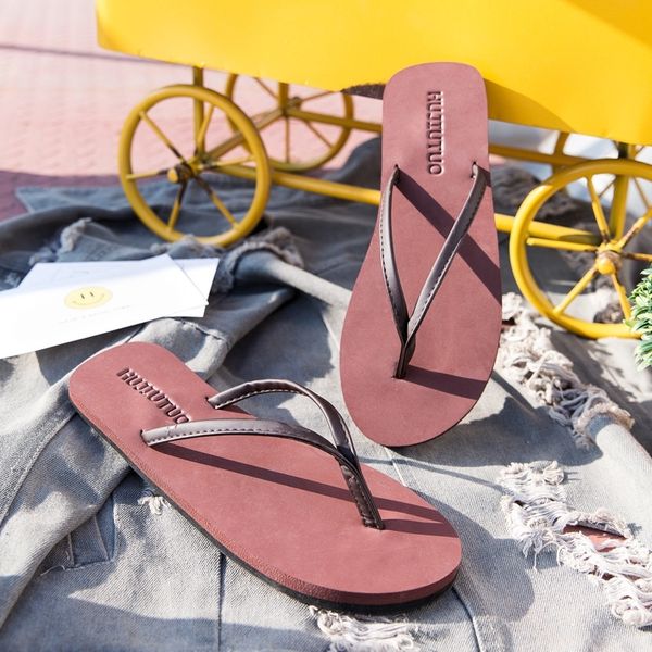 

thick soled beach fashion flip flops for men leisure stretch fabric solid outside slippers narrow band sewing summer shoes t200408, Black