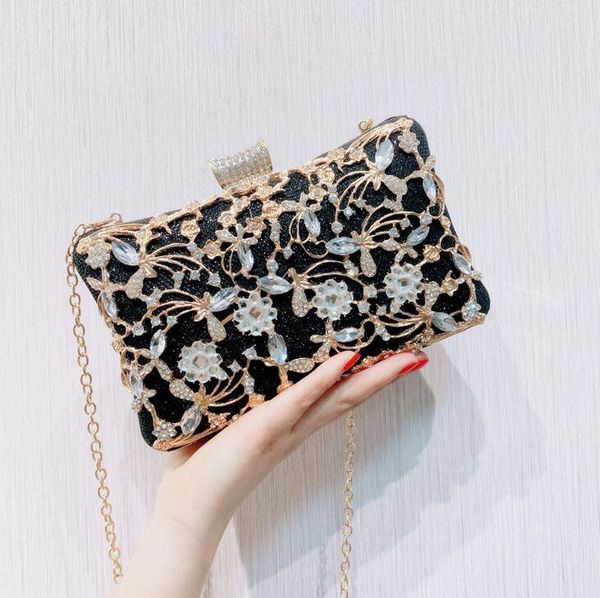 

2021 fashion women evening clutch bag handbags female day clutch wedding purse party banquet pink / gold / black chain shoulder bags