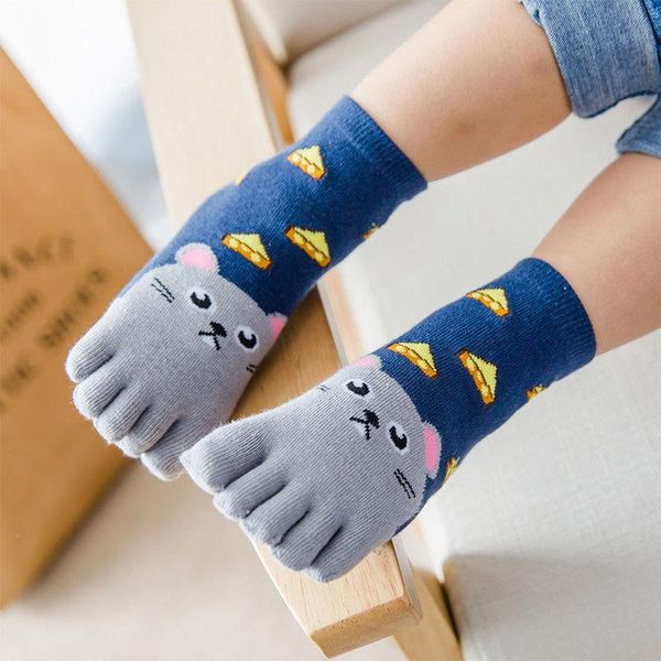 

2020 new toddler kids baby girls boys winter cotton socks animal cartoon toe socks five fingers sock for baby 2-12 years, Pink;yellow