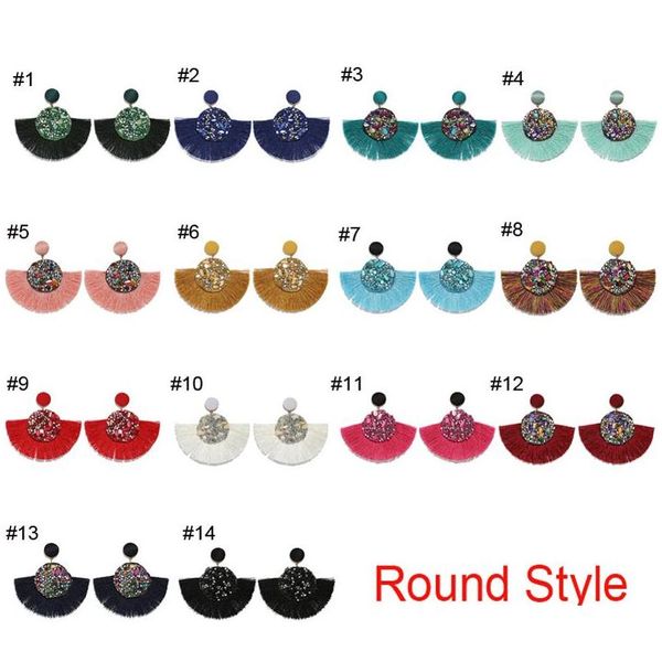 

14 colors new bohemian statement tassel earrings vintage ethnic drop dangle fringe fashion jewelry druzy earrings wo sqcyea homes2007, Silver