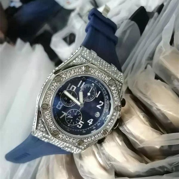 

all subdials work mens watches stainless steel quartz wristwatches satch diamond running watches for men women watch clock relogio, Slivery;brown