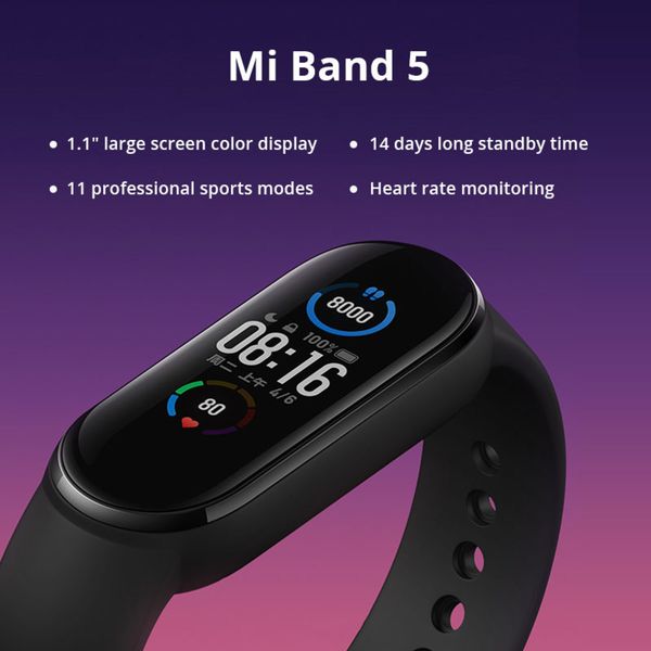 

- smart wristband 5, sports equipment and amoled screen 4 colors, no package