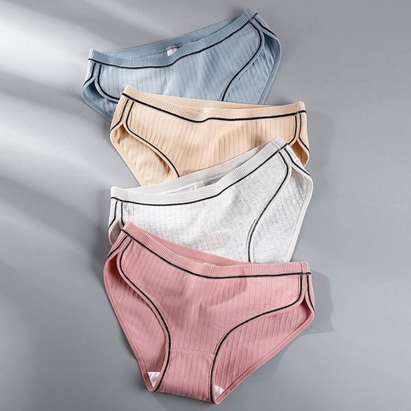 

women's panties thread cotton ladies underwear breathable women underpants mid waist briefs, Black;pink