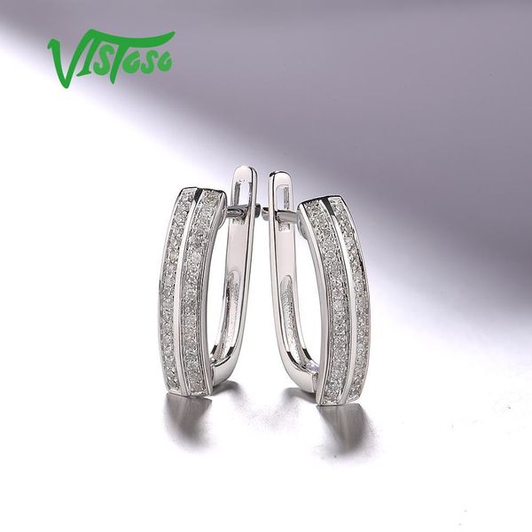 

vistoso earrings for women 14k 585 white gold sparkling luxury diamond wedding band engagement trendy fine jewelry q1219, Golden;silver