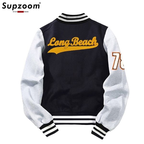 Vendita di arrivo Uniforme da baseball Cappotto In pile di cotone Lettera Stile Preppy Monopetto Bomber Giacca Marchio di abbigliamento Uomo 220212