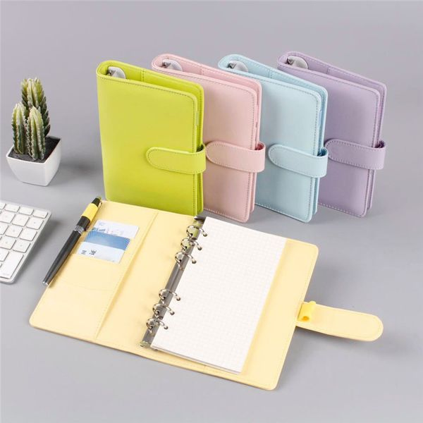 A6 Notebook Binder 6-Buraco Anel Spiral Lather Journal Planejador Planejador Agenda Case Diário Covers para estudantes