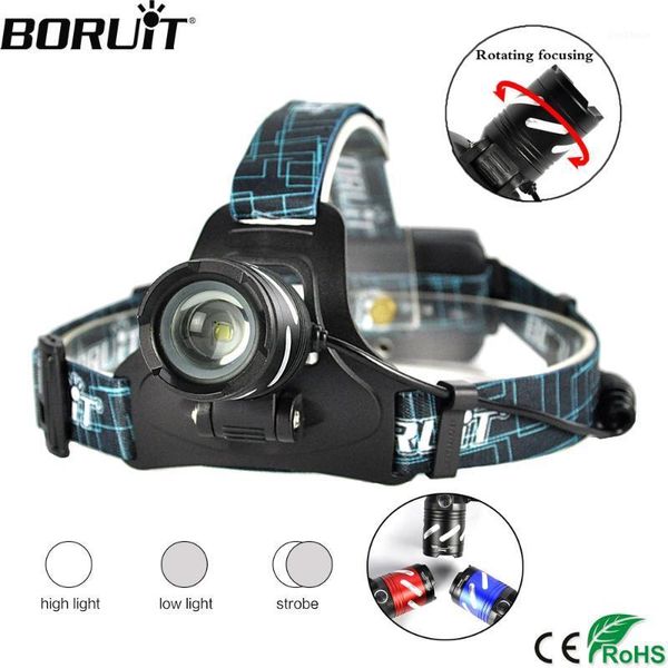 

boruit b9 xml t6 led headlight 3-mode zoomable headlamp usb rechargeable head torch hunting camping by 18650 battery1