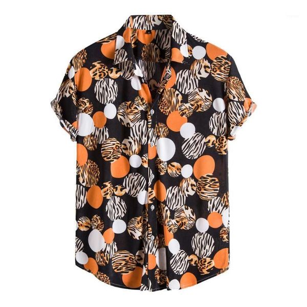 

men's shirts camisa hawaiian print short sleeve shirt men casual turn-down collar male blouse streetwear camisa masculina1, White;black