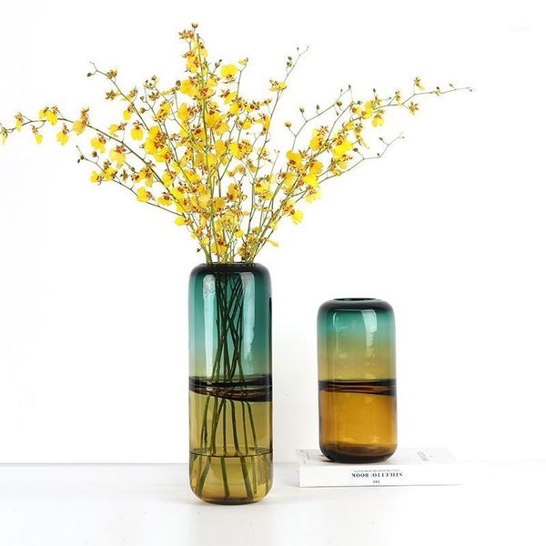 

european style creative color matching glass vase, fresh flowers, dry flowers, flower arrangement, living room, table l1