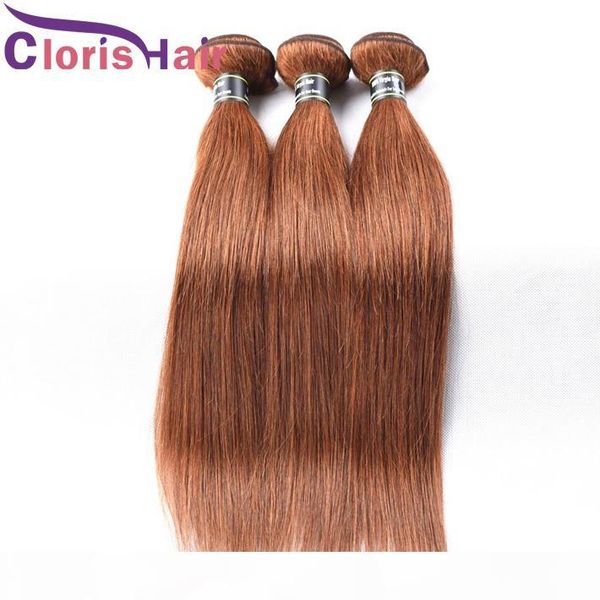 

overnight shipping #30 straight malaysian virgin hair bundles medium auburn human hair extensions 3pcs blonde colored weave on sale, Black