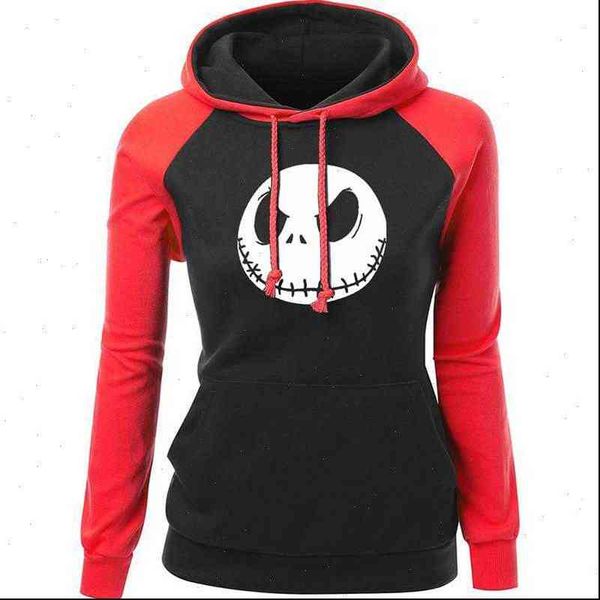 

womens hoodies 2021 slim winter autumn streetwear harajuku sweatshrit fashion pumpkin king jack skellington evil smile print, Black