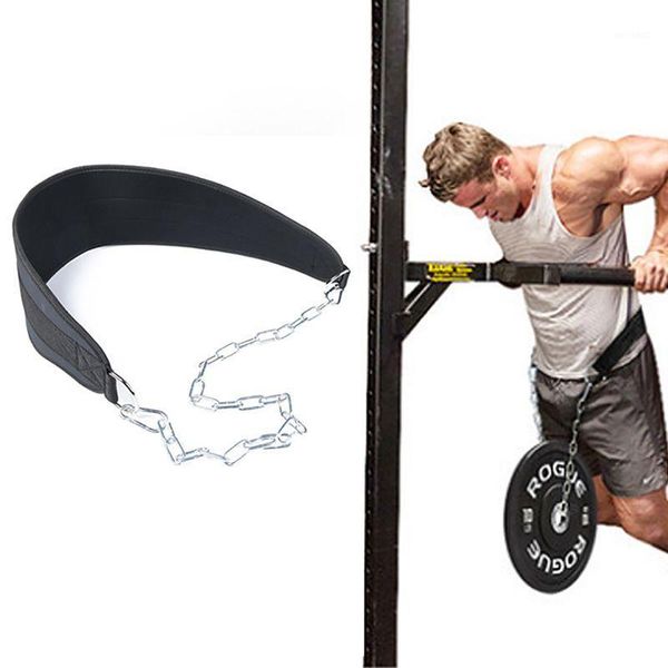 

training equipment fitness weight belt adjustable dipping belts pull-up muscle back support strap with chain single double1