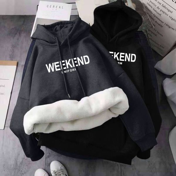 

2020, the trend of women's sweater in autumn winter with plush and thick hoods, Black