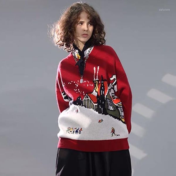 

funny christmas skiing embroidery men knittwear sweater mens streetwear sweater oversize casual harajuku loose hip hop pullover1, White;black