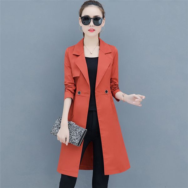 

2021 new trench coat khaki s-2xl plus size new korean autumn casual personality thin female jacket pocket djkv, Tan;black