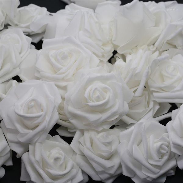 10 pz-100 pz Bianco PE Schiuma Rosa Capolino Rosa Artificiale Per La Casa Ghirlande di Fiori Decorativi Festa Nuziale Decorazione FAI DA TE1