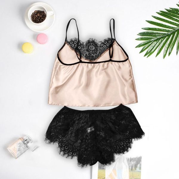 

satin silk pajamas bow nightdress lingerie women's set pyjamas underwear sleeveless sleepwear satin vestido para dormir w51, Black;red