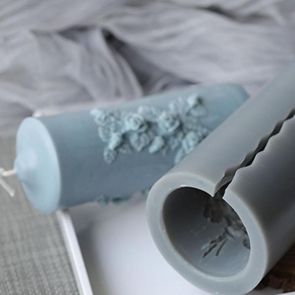 

christmas rose flower scented candle mould cylindrical sile mold diy bride wax model resin epoxy molds handmade arom jllujm