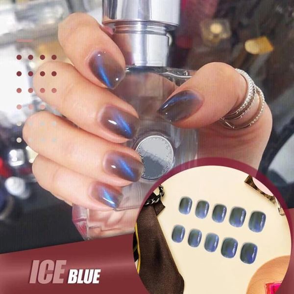 

24pcs mysterious cat eye nail patch wearable detachable waterproof false nails nail art supplies kg66, Red;gold