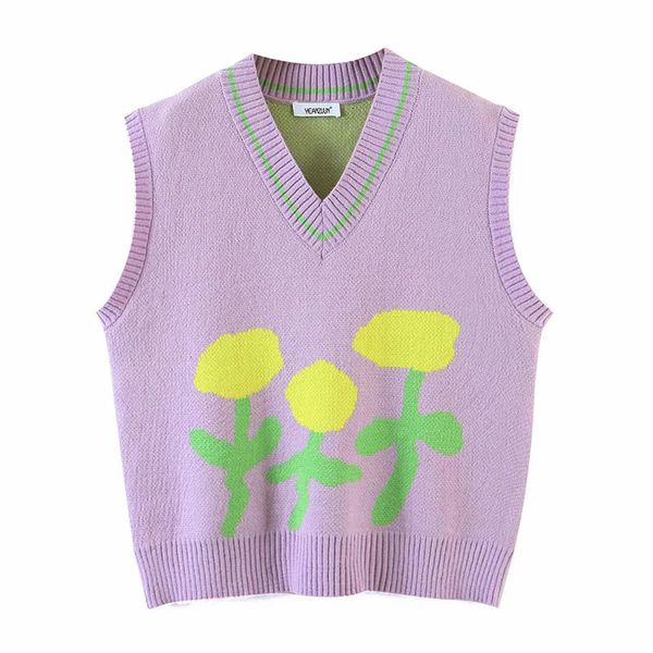 

2021 new women fashion sweet  candy colors knitted vest sweater vintage sleeveless side vents female waistcoat chic, White;black