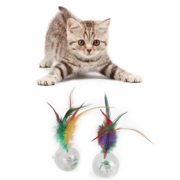 

pet cat toy electric vibrating led flashing light feather toy tumbler ball fun toys for pet supplies