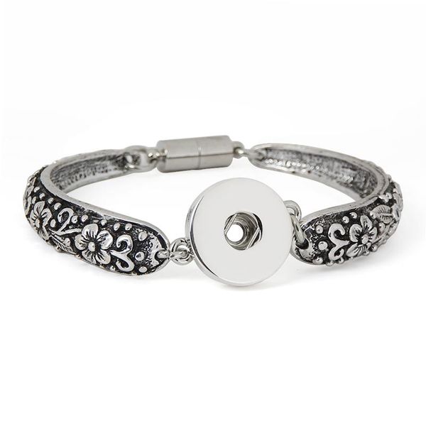 

charm bracelets retail fashion tibetan flower metal 18mm snap button bracelet bangle jewelry for women, Golden;silver