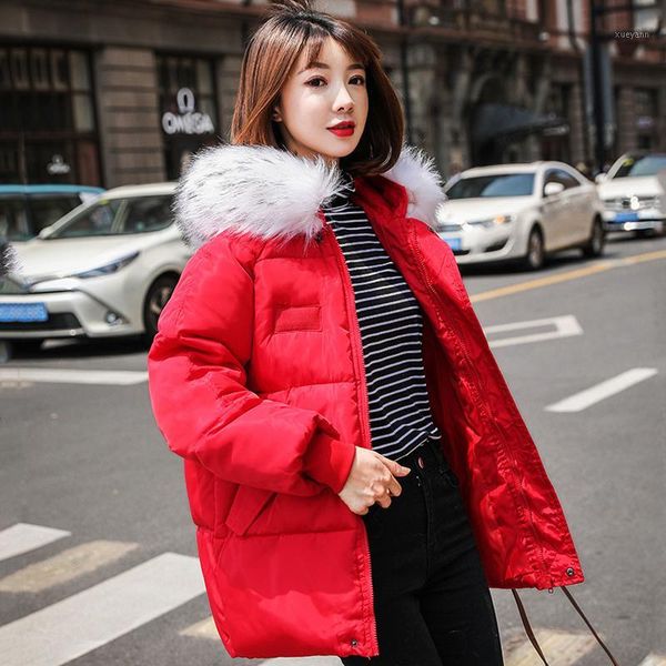 

2020 new fashion solid winter long jackets women plus size with fur collar warm coat hooded thick casual female parkas outwear1, Black