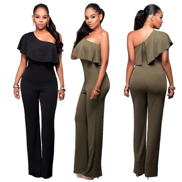 

women's jumpsuits & rompers wholesale- 2021 style brand fashion summer jumpsuit slash neck casual full length yd35121, Black;white