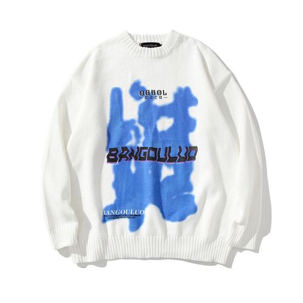 

sweater men harajuku hip hop gengar streetwear cartoons fashion long sleeve couple oversize winter pullover o-neck sweaters, White;black