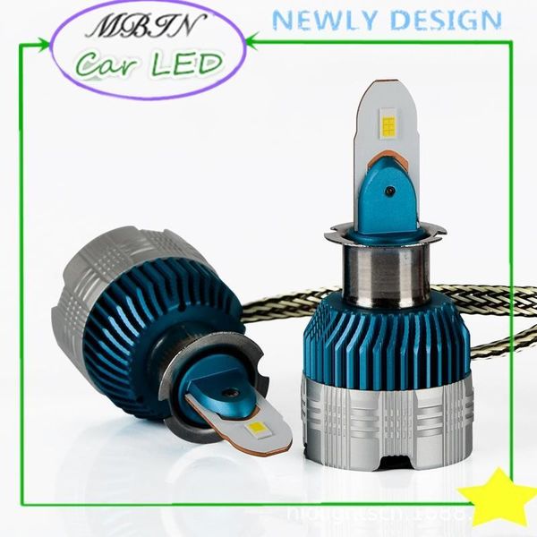 

smart size plug and play mbin mi2 h3 led headlight kit 6000lm 60w 6000k auto front driving bulb head fog lamp car accessories1