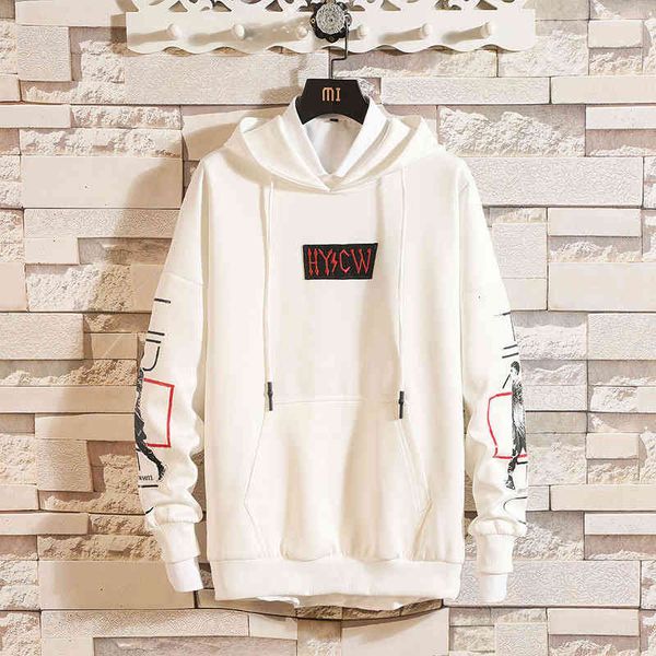 

sweater hoodies men's 2022 autumn youth print handsome casual hooded fashion trend, Black