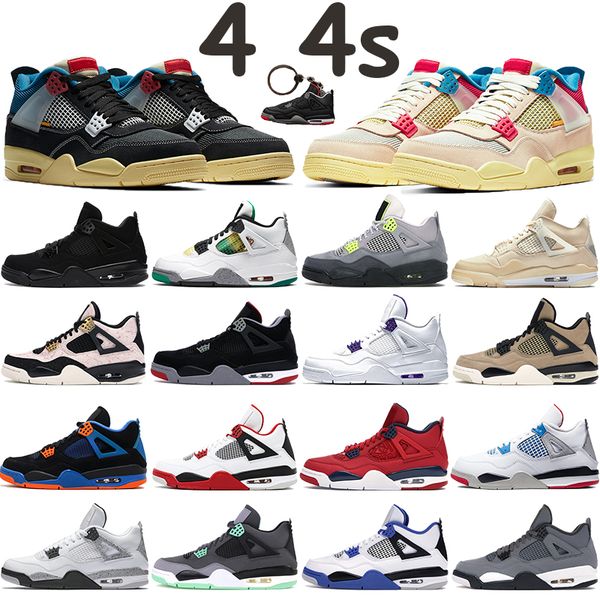 

union guava ice noir jumpman 4 basketball shoes mens 4s sports sneakers se neon rasta black cat metallic purple white university