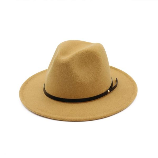 

beanies hat female flat brim autumn and winter woolen simple black british style fedora cap