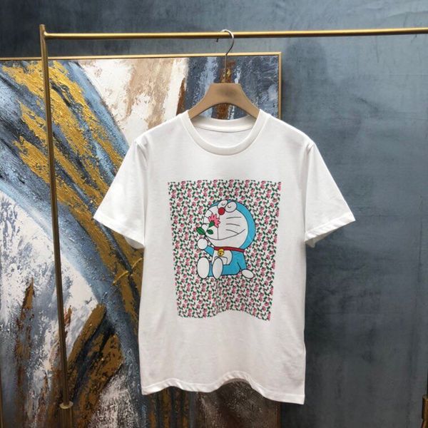 

21ss spring and summer new short-sleeved round neck printed t-shirt os loose version high version women's men's casual street t-sh, White;black