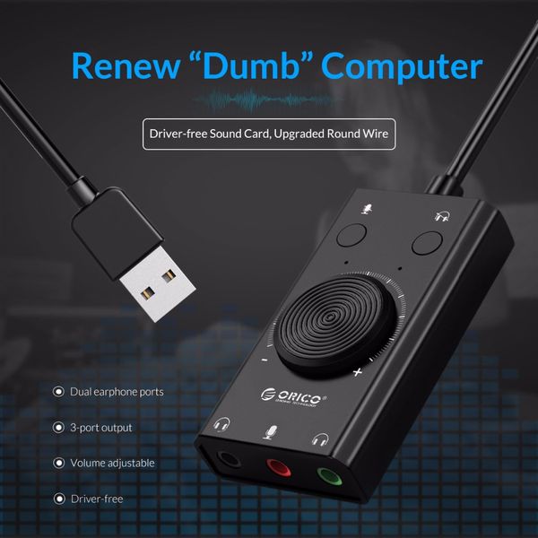 Bilgisayar Oyunu için Harici USB Ses Kartı PS4 Stereo Mic Hoparlör Kulaklık Sesli Jak 3.5mm Kablo Adaptörü Sabit Anahtarı Ses Aımısı