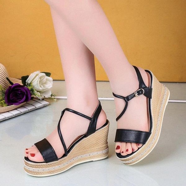 

cootelili summer shoes women gladiator sandals platforms ankle strap sandals woman wedge causal women shoes high heels buckle #5z5e, Black