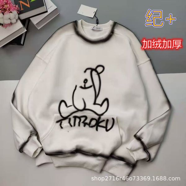 

jijia 20 autumn / winter net red sketch plush thickened round neck sweater, Black