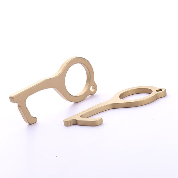 

brass edc door opener zero touch public utilities press elevator tool multifunctional antibacterial keychain home outdoor tools
