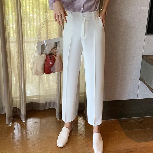 

en jun] a760 summer thin section capri pants casual fashion pants female high-waisted slimming drainpipe jeans sub-1, White