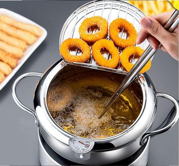 

глубокая термометр tempura fryer pan mini нержавеющая сталь стоковые горшки термометр масляные стойки капельницы кухонные инструменты кухонн