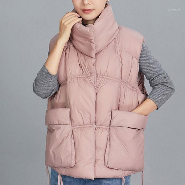 

women vest jacket autumn winter soft casual padded warm solid sleeveless waistcoat jacket for women size -2xl1, Black;white