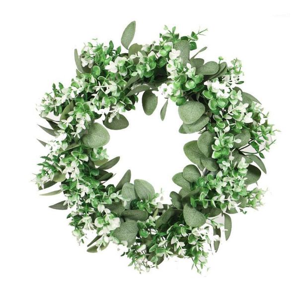 

decorative flowers & wreaths asypets double color eucalyptus garland green plant decoration round artificial flower wreath door living room