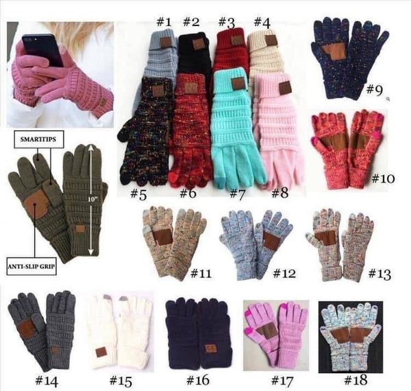 

2021 knitting touch screen glove capacitive gloves cc women winter warm wool gloves antiskid knitted telefingers glove christmas gifts, Black