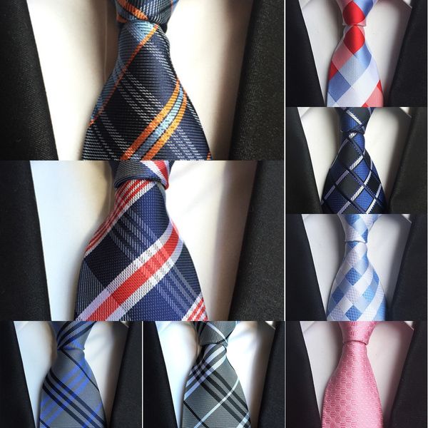 

24sc 7cm classic mens ties tie design plaid neck ties checked wedding crimson red black mens neckties for new brand men men burgundy, Blue;purple