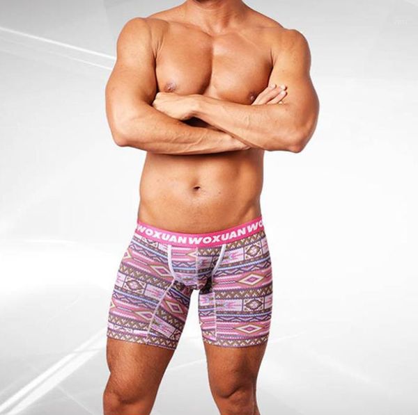 

men's breathable spandex underwear print colorful for mens long legging sport boxer shorts1, Black;white